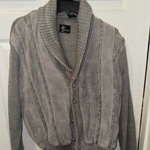 Alan Stuart Gray Ribbed Cardigan Button Down Sweater Size M